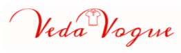 Veda Vogue logo in red on a white background